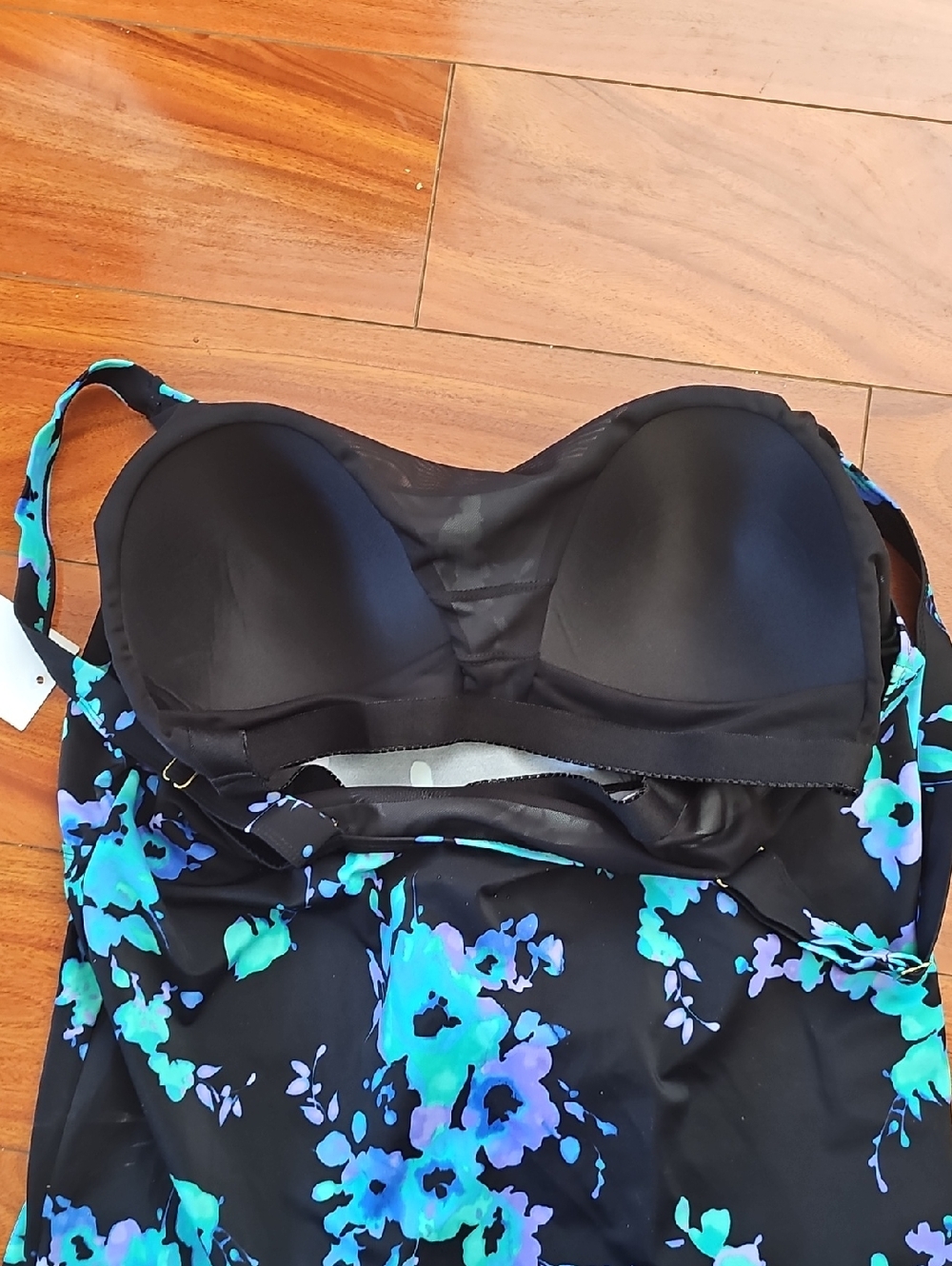 NWT Fullfitall Blue Poppies Flared Tankini Top - Plus Size 20 - Picture 6 of 9